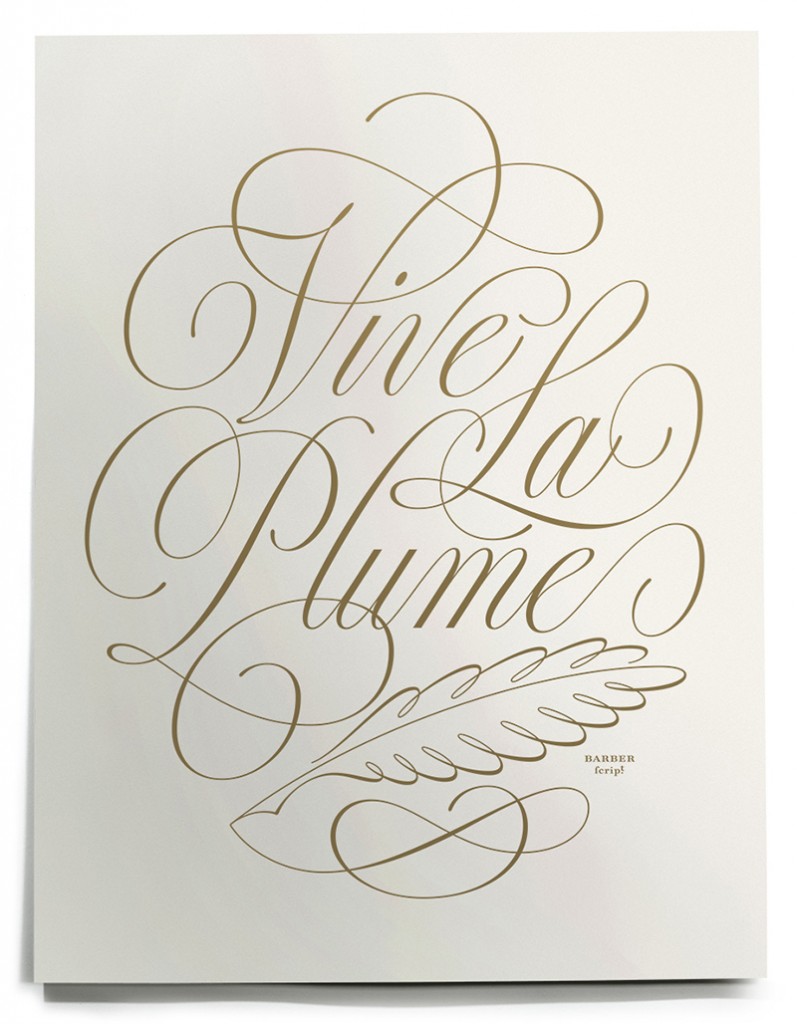 Ken Barber, Roundhand script lettering on screen-printed poster for Print For Good, a UK-based charitable organization