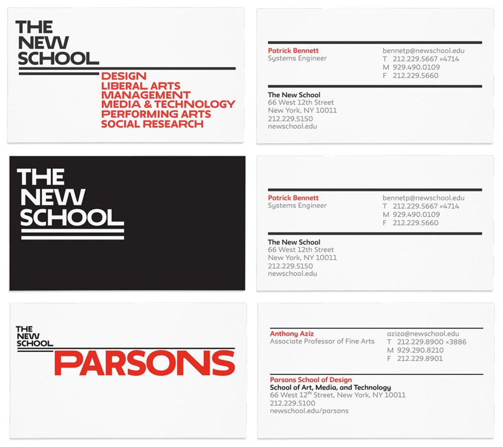 The New School identity system, designed by Paula Scher