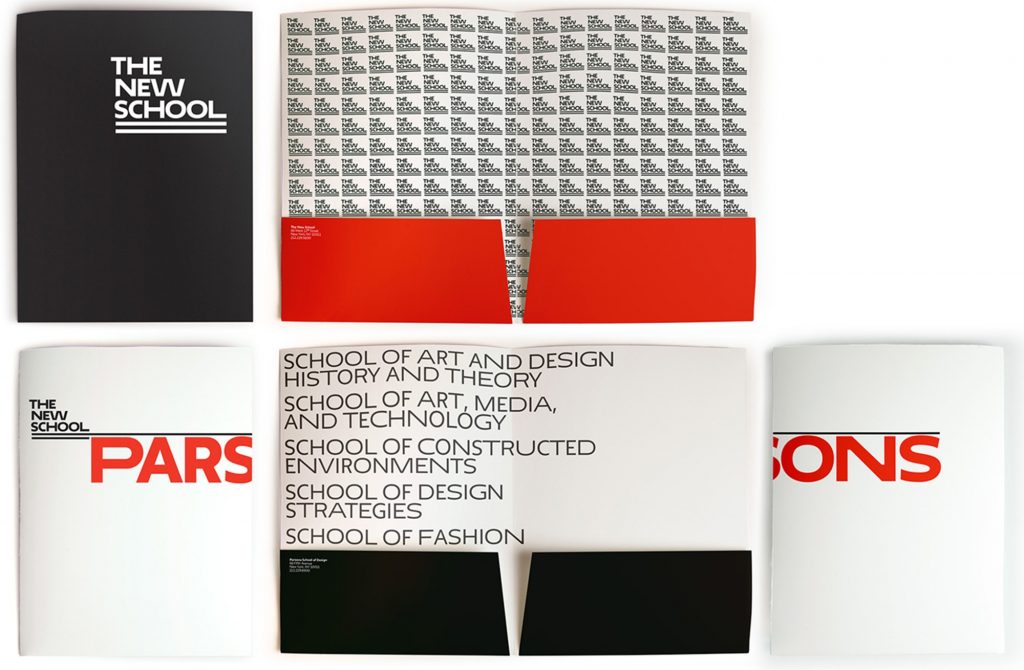 The New School identity system, designed by Paula Scher