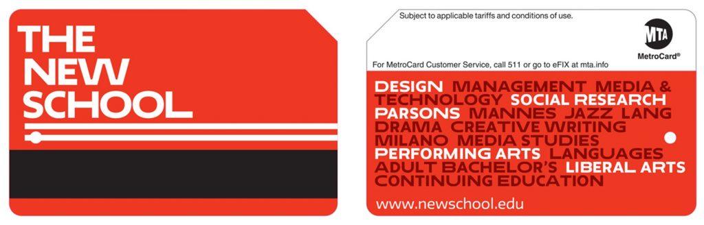The New School identity system, designed by Paula Scher