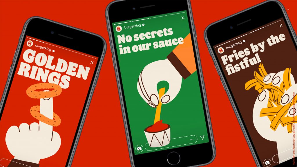 Three iphones showing how the branding looks on mobile.