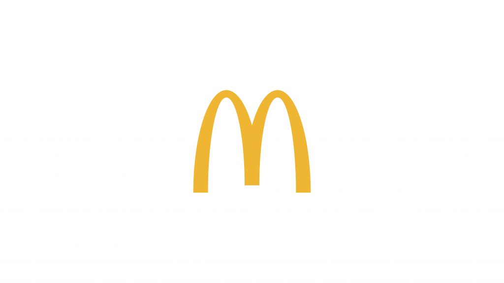The golden McDonald’s arches against a white background.