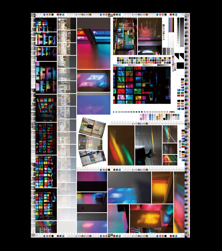 A press sheet filled with different photos, all very colorful.