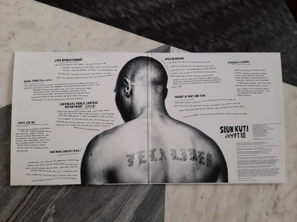 Seun Kuti and Egypt 80 - Black Times inner sleeve